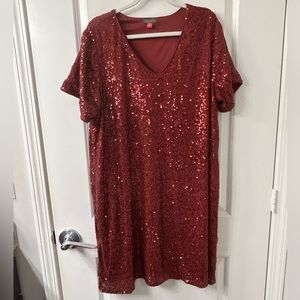 3x red sequin dress!